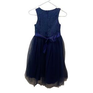 New without tags Girls Navy Blue Lace and‎ Tulle Flower Girl Dress Size 9